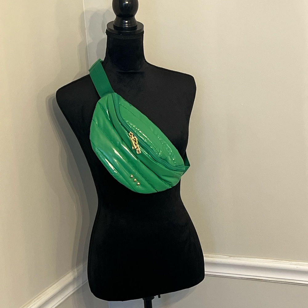 Pretty Simple Patent Green Quilted Crossbody Bag